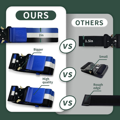 Luggage Straps for Carry On, Vethers Add a Bag Travel Belt, Hands Free Luggage Helper, Adjustable and Stylish Belt with Metal Buckles for Second Bag, Tote, Airport Travel Accessory (Royal)
