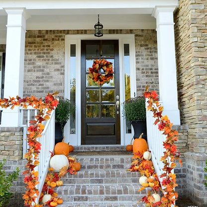 3 Pack Fall Maple Leaf Garland Artificial Maple Garland, Autumn Hanging Fall Leave Vines for Indoor Outdoor Wedding Thanksgiving Dinner Party Decor