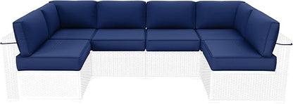 Outdoor Furniture Replacement Cushions, 5" Foam Foam High-Density, Fits 6-seat Sectional Rattan Conversation Set, 14 Piece Patio Water-Resistant Replacement Sofa Cushions, Liner&Cover