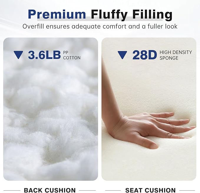 Belord Luxury 4" Thick Outdoor Cushion 8 Set - 22 x24 Inch 28D Sponge Filling Fade-Resistant Chair Cushion, Spill Proof Removable Patio Furniture Replacement Cushions for Sofa Bench Swing - Blue