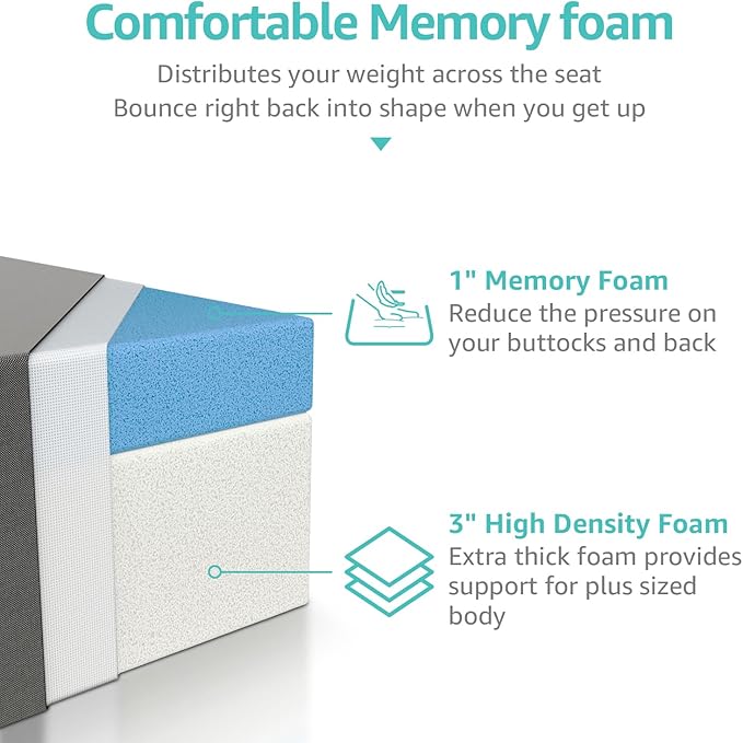 YENING 19x19 Memory Foam Outdoor Chair Cushions Waterproof 4 Inch Extra Thick Patio Seat Pads for Furniture Grey Set of 2