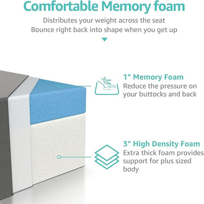 YENING 19x19 Memory Foam Outdoor Chair Cushions Waterproof 4 Inch Extra Thick Patio Seat Pads for Furniture Grey Set of 2