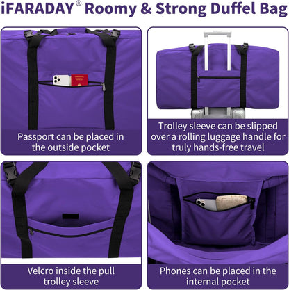 110L Extra Large Duffel Bag 32.5 inch Travel Duffle Bag lightweight Luggage Storage Bag for Outdoor, Camping, Sport-Purple