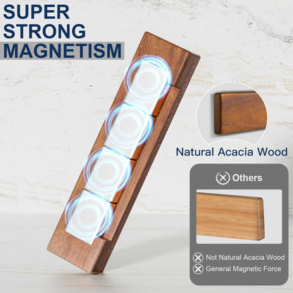 Magnetic Knife Strips, Magnetic Knife Holder for Wall 10 Inch, Acacia Wood Knife Magnetic Strip Use as Knife Bar, Knife Holder for Kitchen Utensil Organizer, Without hooks