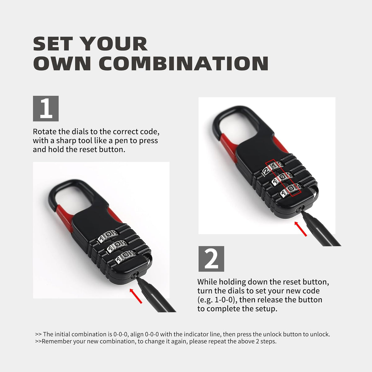 Combination Lock with Retractable Cable, Small Cable Lock with Code, Mini Padlock Combination, for Travel Luggage, Suitcases, Backpack, Bag Zipper, Bicycle, Motorcycle Helmet Anti Theft