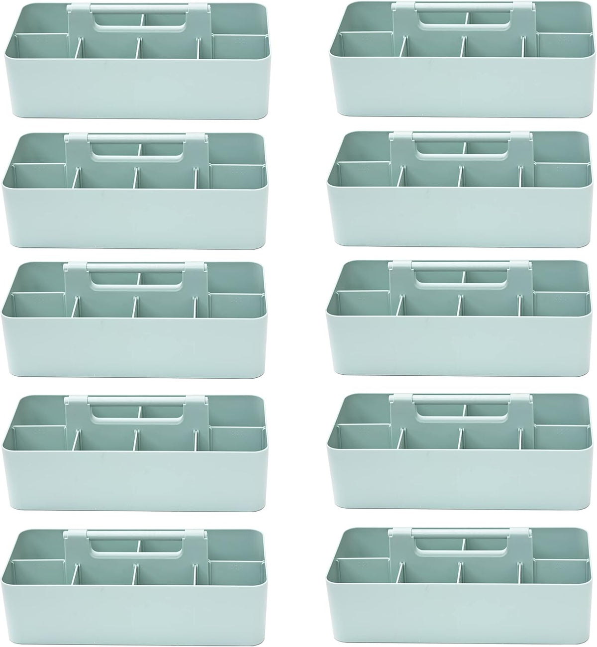 -Large Portable Caddy, DIY Dividers, 8 Compartments, School Office Supplies Home Business Organizer,Portable Basket with Handle Storage Organizer Modern Made in USA (10 PACK, Mint)