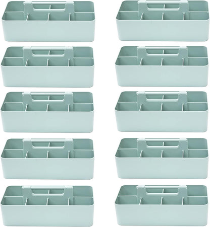 -Large Portable Caddy, DIY Dividers, 8 Compartments, School Office Supplies Home Business Organizer,Portable Basket with Handle Storage Organizer Modern Made in USA (10 PACK, Mint)