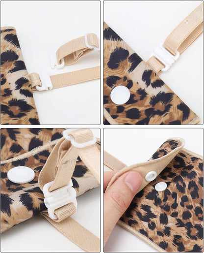 Hidden Bra Wallet, Travel Neck Pouch & Secert Money Pocket for Woman to Keep Valuables Safe for Secure Travel with Adjustable, Elastic Strap(Leopard print)