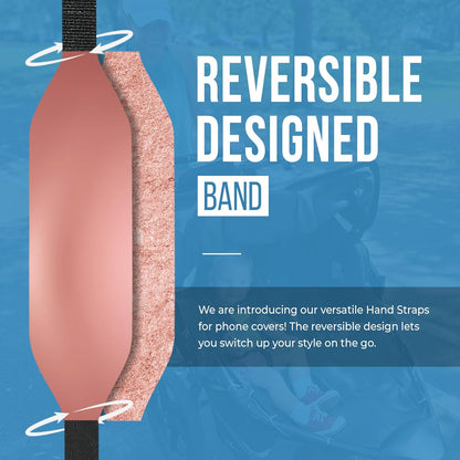 Phone Grip Strap - Reversible Finger Holder for Phone Back, Customizable Anti-Slip Design, Wireless Charging Compatible Detachable Holder for iPhone - Metallic Rose