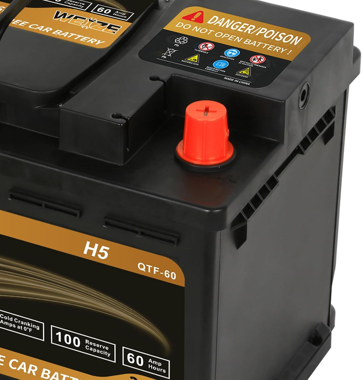 Weize Platinum AGM Battery BCI Group 47-12v 60ah H5 Size 47 Automotive Battery, 100RC, 680CCA, 36 Months Warranty, Dimensions 9.52" L x 6.89" W x 7.48" H