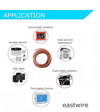 eastwire 18/5 50ft Thermostat Wire 18/5 18 Gauge 5 Conductors ETL 18-5 50 Feet