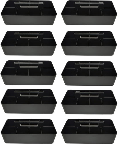 -Large Portable Caddy, DIY Dividers, 8 Compartments, School Office Supplies Home Business Organizer,Portable Basket with Handle Storage Organizer Modern Made in USA (10 PACK, Black)