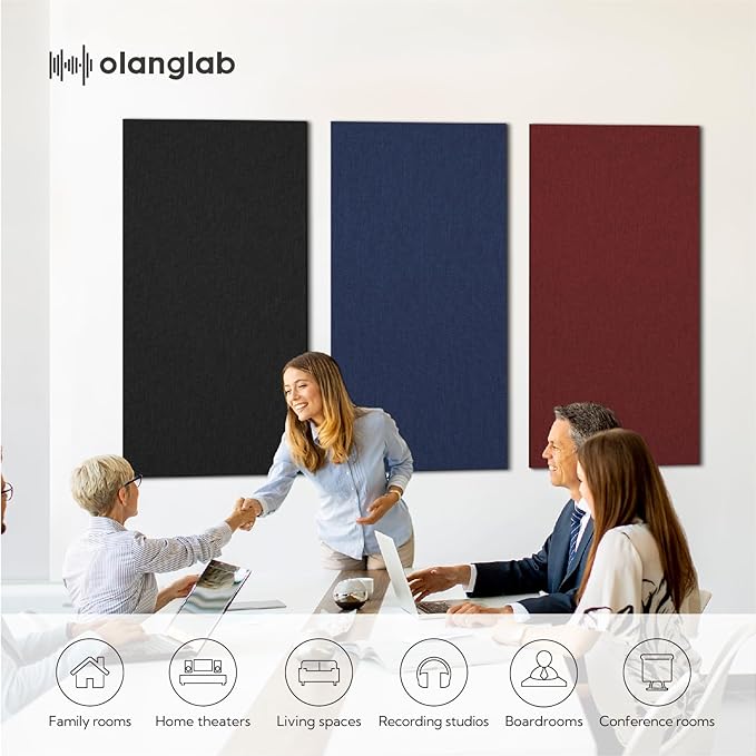 Olanglab Acoustic Panels 2 Pack, Fabric Wrapped Sound Proof Foam Panels