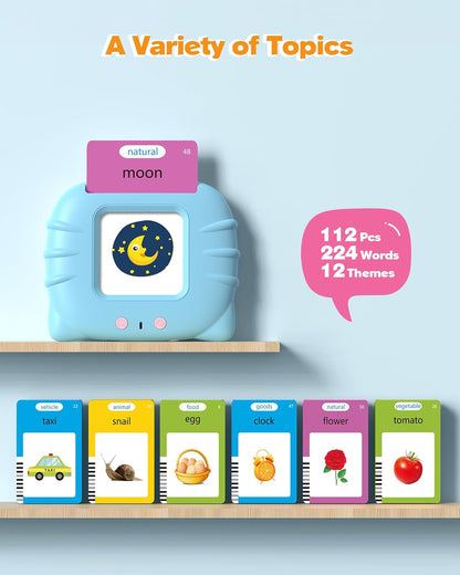 Airbition Montessori Talking Flash Cards for 1-5 Year Olds, 224 Words, Pocket Speech Therapy Tools