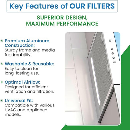 Filter Everything Replacement Broan/Nutone 97006931 Compatible Replacement Aluminum Filters - 10 1/2 x 8 3/4 x 1/8 inches - 1 Pack