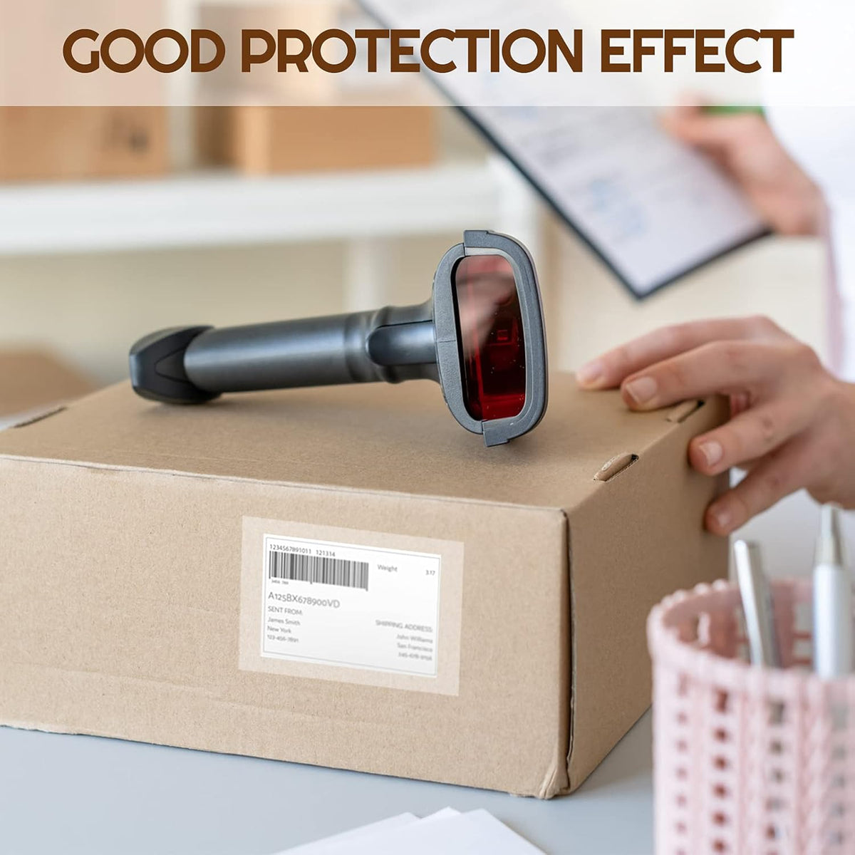 Zonon 500 Pcs Clear Labels Label Protector Clear Stickers Wafer Seals Waterproof Labels for Protecting Barcodes, Numbers and Stickers (4.05 x 2.04 Inch,Rectangle)
