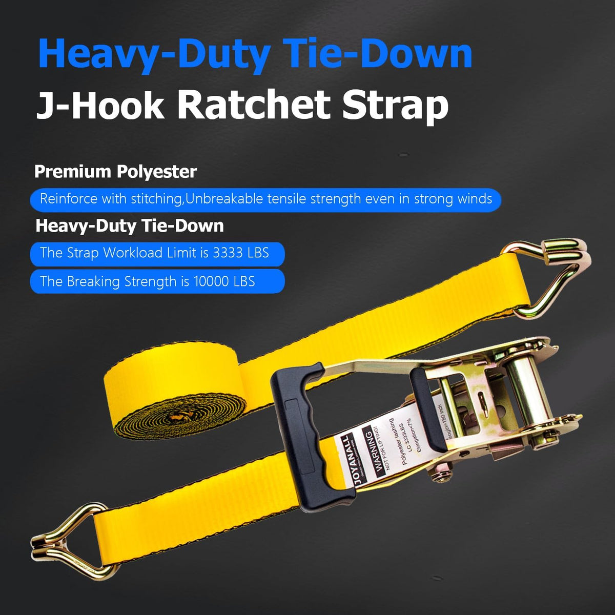 4Pack 2 Inch Ratchet Strap Heavy Duty, 20ft Ratchet Straps Tie Down with Double J Hook, 10000 LBS Break Strength, Cargo Ratchet Straps for Moving, Truck, Trailers, Motorcycles