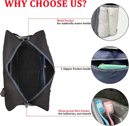 For Spirit Airlines Personal Item Bag 18x14x8 with Wet Pocket Foldable Travel Duffel Bag Underseat Carry on for Men & Women