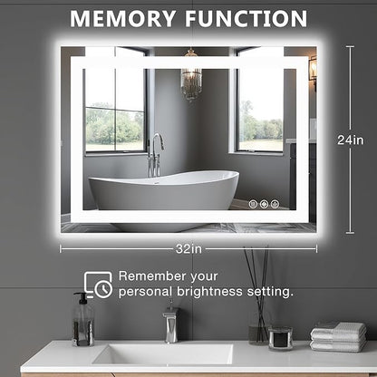 NEWBULIG Bathroom Mirror, Wall Mirror with Aluminum Alloy Thin Frame, Bathroom Mirrors for Over Sink, Bedroom, Living Room, Entryway