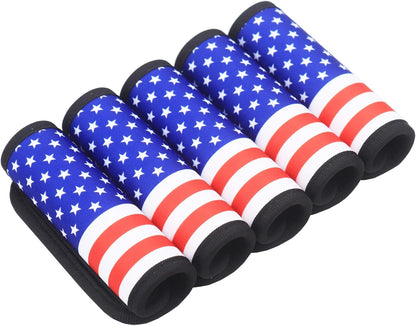 Luggage Handle Wrap for Suitcase-Printed Bright Neoprene Luggage Tags/Grips/Identifiers/Markers/Covers/Gripper for Suitcases Carry On Bags 5 Packs (USA Flag-5 Packs)