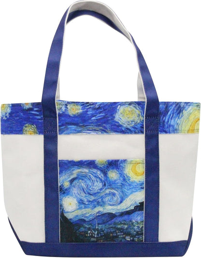 RainCaper Fine Art Large Cotton Canvas Tote Bag Roomy Heavy Duty Sturdy Boat Bag Zippered Top Lots of Pockets Shoulder Straps
