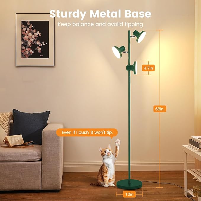 SIBRILLE 36W LED Tree Floor Lamp, Modern Dimmable Standing Lamp
