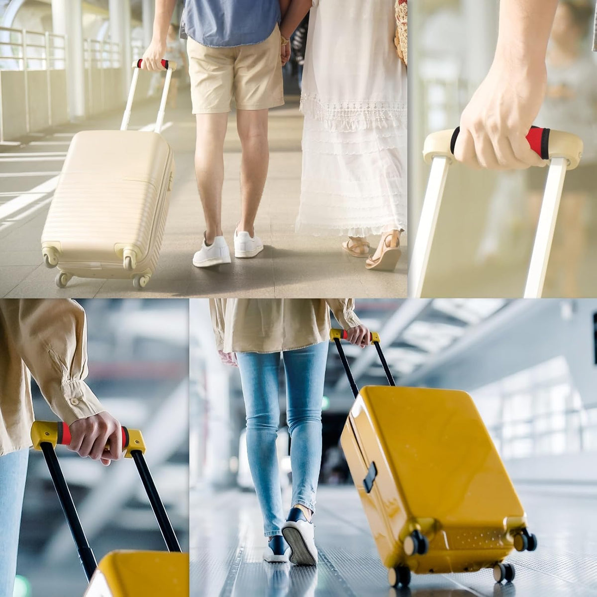 uxcell Luggage Handle Wrap, 4 Pcs Hollow Neoprene Handbag Grip Cover Protector Luggage Identifiers Suitcase Handle Wraps for Luggage Suitcase Travel Bags, Red
