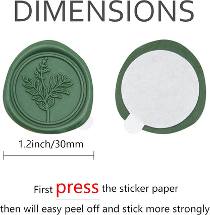 60 Pcs Olive Green Wax Seal Stickers, Wedding Invitation Accessories Envelope Stickers - Peferct for Wedding Accessories, Gift Box Craft Wrapping, Christmas Cards Envelope Seals