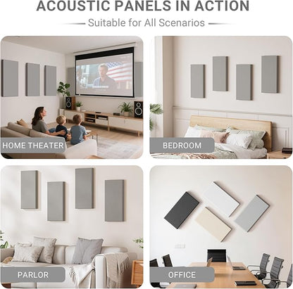 4 Pack High-Density Core with Fabric Cover Acoustic Panels – 24×12×2 In