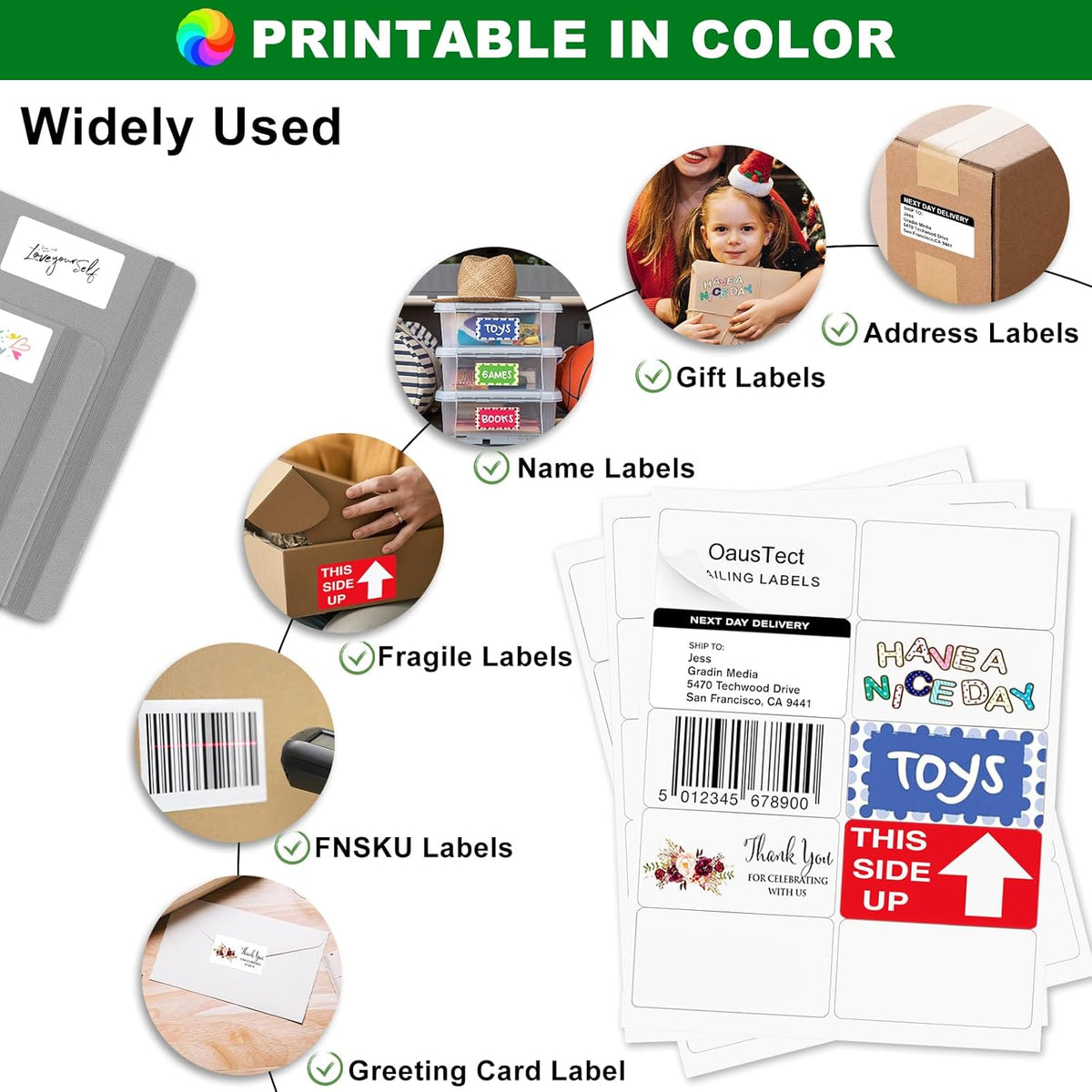 2x4 Shipping Address Labels, 500 Matte Printable Sticker Labels for Mailing Labels, Fragile Stickers, Product Sticker Making, 8.5 x 11 Label Paper for Lase Inkjet Printer, 10 Up Per Sheet, 50 Sheets