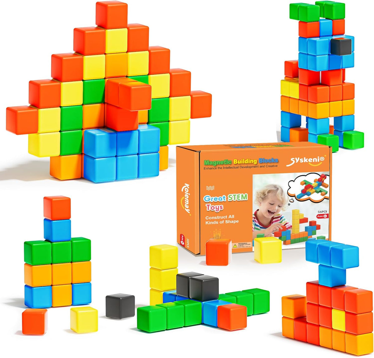 SYSKENI Magnetic Building Blocks Toys for Toddlers - Macaron Colors, STEM Learning