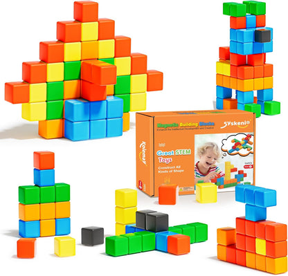 SYSKENI Magnetic Building Blocks Toys for Toddlers - Macaron Colors, STEM Learning