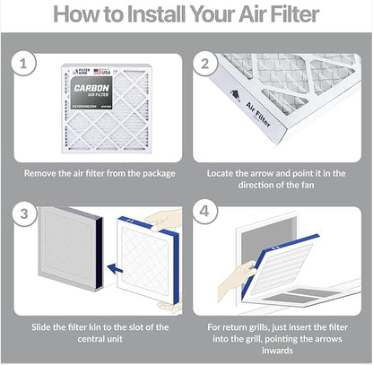 Filter King 16x22.25x1 Air Filter | 4-PACK | Carbon MERV 8 HVAC Pleated A/C Furnace Filters | MADE IN USA | Actual Size: 16 x 22.25 x .75"