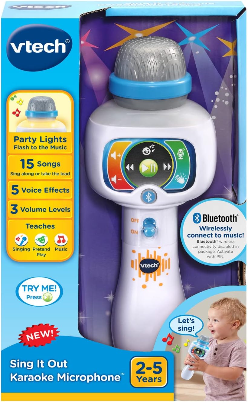 VTech Sing It Out Karaoke Microphone: Wireless Bluetooth Singing Fun for Ages 2-5