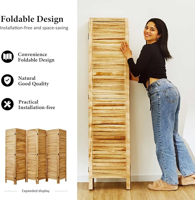 Room Dividers and Folding Privacy Screens, Wood Louvered Separators Divider Wall