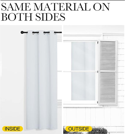 NICETOWN Room Darkening Draperies Curtains Panels, Window Treatment Thermal Insulated Grommet Room Darkening Curtains/Drapes for Bedroom (Greyish White, 2 Panels, 42 by 68)