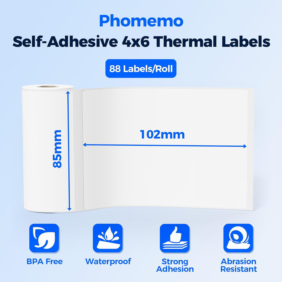 80PCs Phomemo Thermal Labels, 3.3 x 4 Shipping Label Compatible with 241-BT, M421 Label Printer