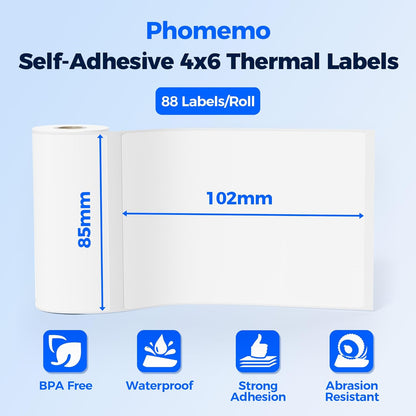 80PCs Phomemo Thermal Labels, 3.3 x 4 Shipping Label Compatible with 241-BT, M421 Label Printer