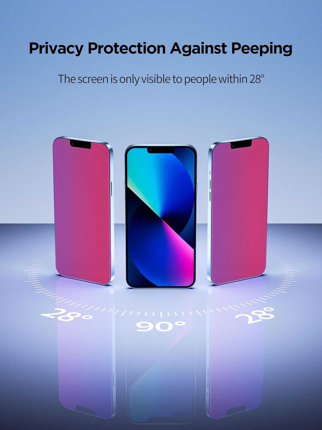 Compatible for iPhone 12/iPhone 12 Pro Privacy Screen Protector Tempered Glass 6.1 Inch, Pink Gradient Anti Spy Anti Blue Light HD Easy Installation
