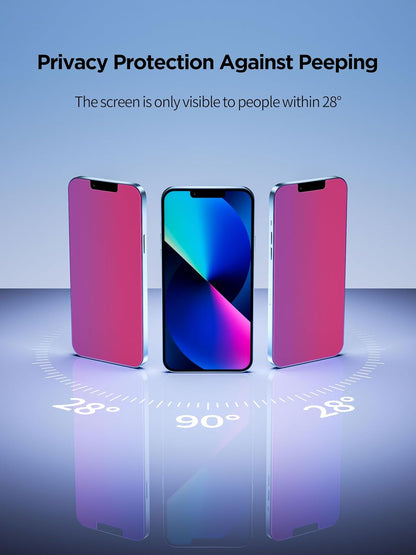 Compatible for iPhone 12/iPhone 12 Pro Privacy Screen Protector Tempered Glass 6.1 Inch, Pink Gradient Anti Spy Anti Blue Light HD Easy Installation