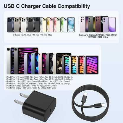 iPhone 16 15 Fast Charger 10ft, USB C Charging Block and Long Type C to C Cable Cord, Wall Plug Power Adapter Cube Brick for Apple 16 Pro Max/16 Pro/15 Plus/15 Pro Max/iPad 12.9/11 inch/Air/Mini-Black
