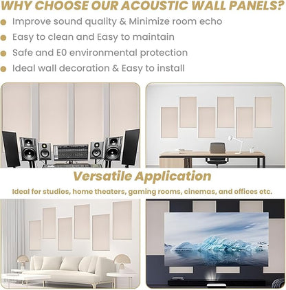 6 PCS Acoustic Panels, Large Soundproof Wall Panels, Professional Fiberglass