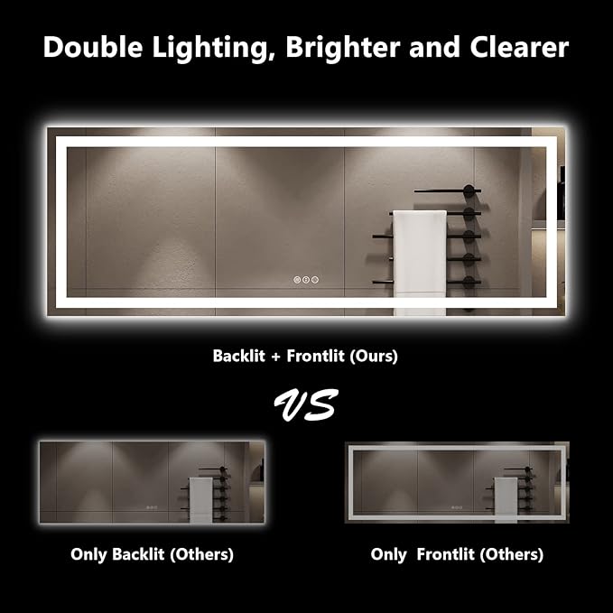 YEELAIT 96x36 Inch LED Bathroom Mirror