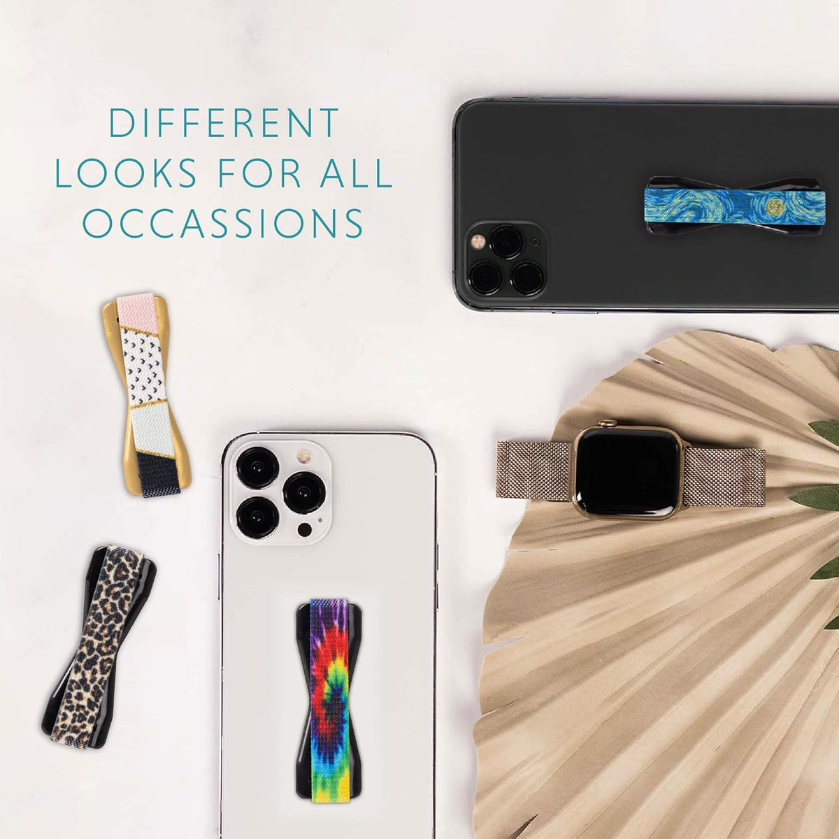 LOVEHANDLE Universal Phone Grip for Smartphones & Mini Tablets - Phone Holder for Hand - Wireless Charging Compatible - Made in The USA - Tie Dye