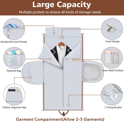 Garment Duffle Bag for Travel - Convertible Carry on Garment Duffel Travel Bag for Women Men Large Weekender Bag with Shoes Pouch 2 in 1 Hanging Suit Travel Duffel Bag 3pcs Set