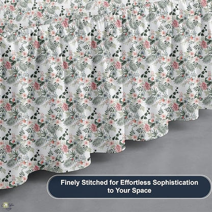 Cottington Lane Ruffled Bed Skirt Full Size with Split Corner, Brushed Microfiber Hotel Quality Dust Ruffle, 12 Inch Drop Gathered Bedskirt, Soft, Stylish, Shrink & Fade Resistant, Petal Dream