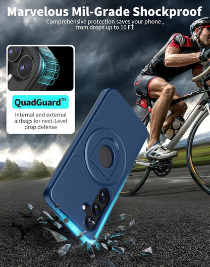 for Samsung Galaxy S25 Plus Case Magnetic Compatible with MagSafe Wireless Charging,with Screen Protector,for S25+Plus Case with Stand Ring Anti-Scratch Shockproof Heavy Duty Protection Blue