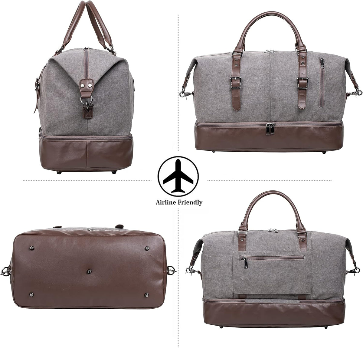 Weekender Overnight Bag Carry On Bag Travel Bag with Shoe Pouch