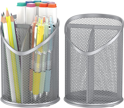 2 Pack Pen Holder Pen Organizer (Silver)