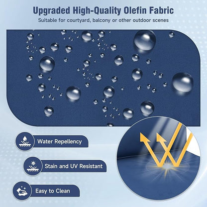 Outdoor Chair Cushions 23" x 24" x 4", Patio Deep Seat Replacement Cushions Set with Zippered Removable Cover, Weather-Resistant Olefin Fabric for Garden Chair Sofa Couch, Blue